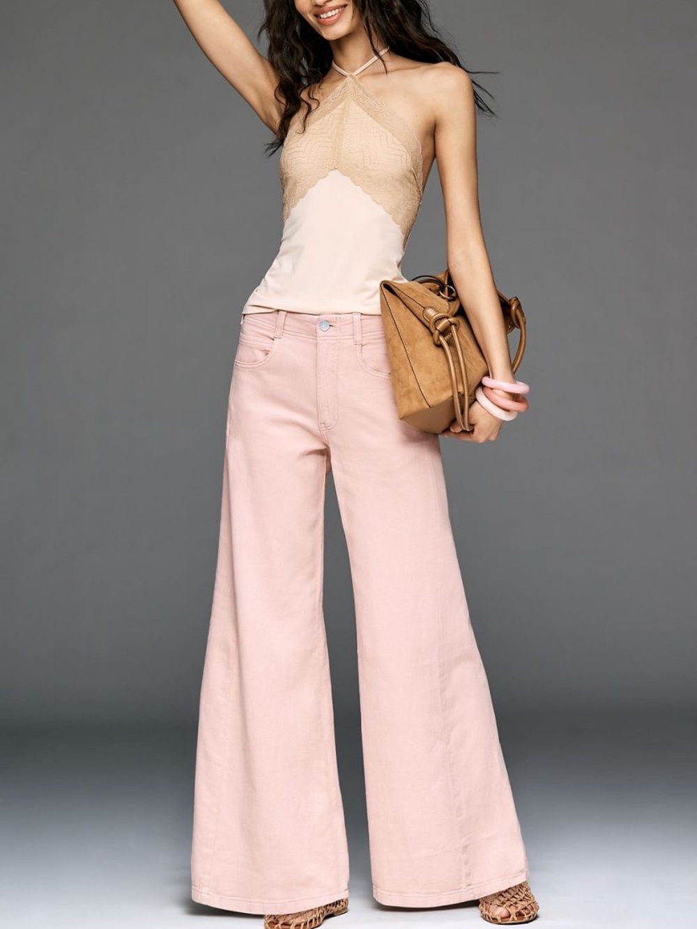 Anthropologie Blush Pink Wide-Leg Jeans